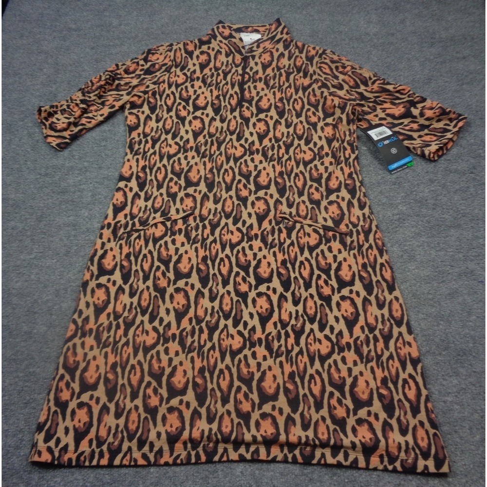 IBKUL Dress Womens M Gemma Print Ruched Elbow Length Sleeve Performance UPF NWT